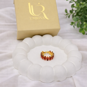 Red Stone Line Band Ring