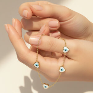 Evil Eye Heart Charm Bracelet