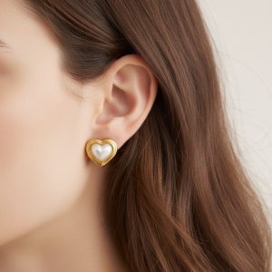 Pearl Heart Stud Earrings