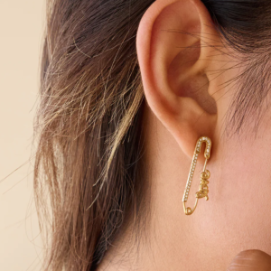 Pave Safety Pin Earrings