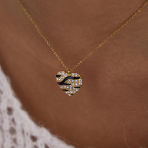 Zebra Pave Heart Pendant