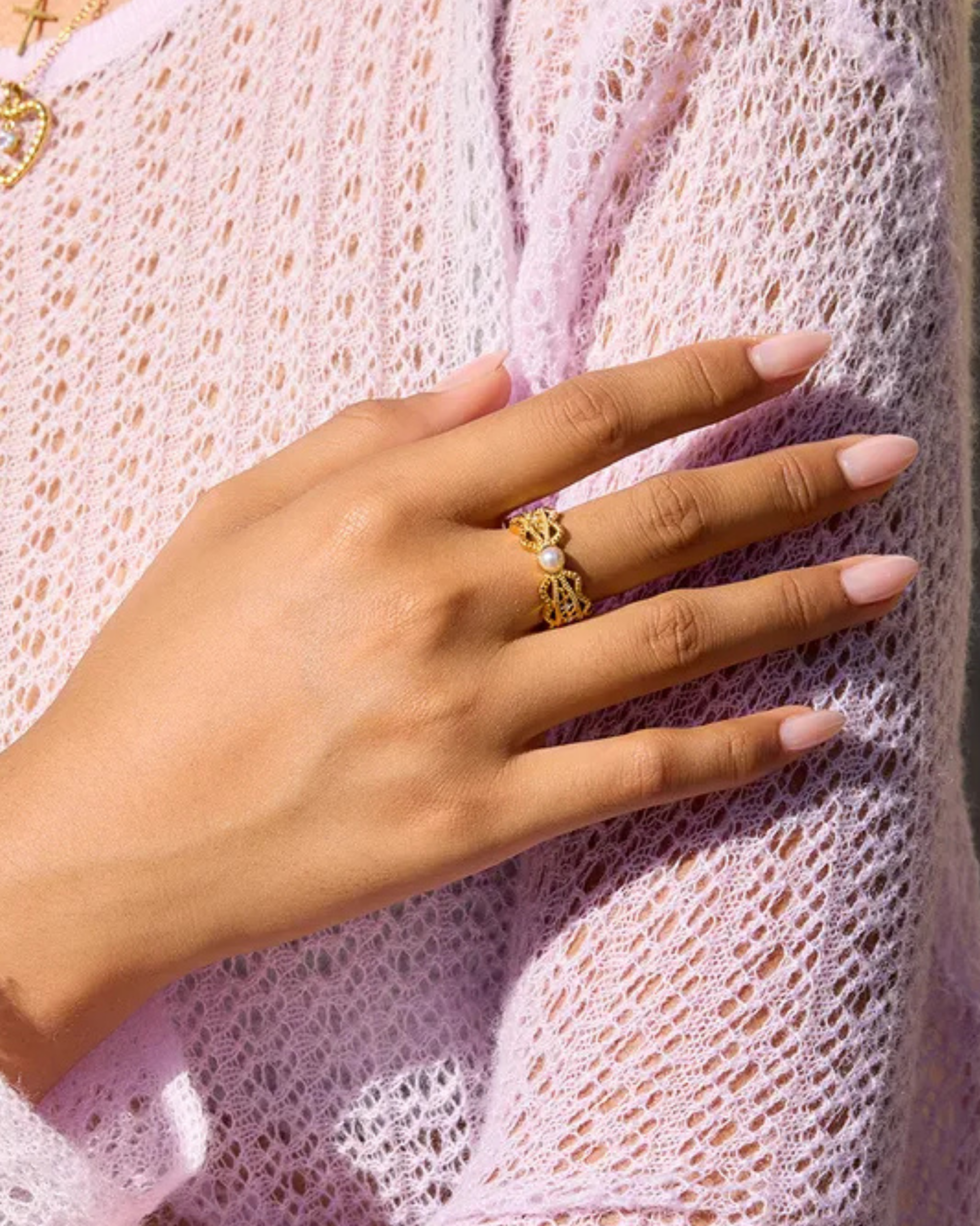 Pearl Lace Statement Ring - Image 2