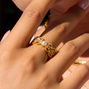 Pearl Lace Statement Ring