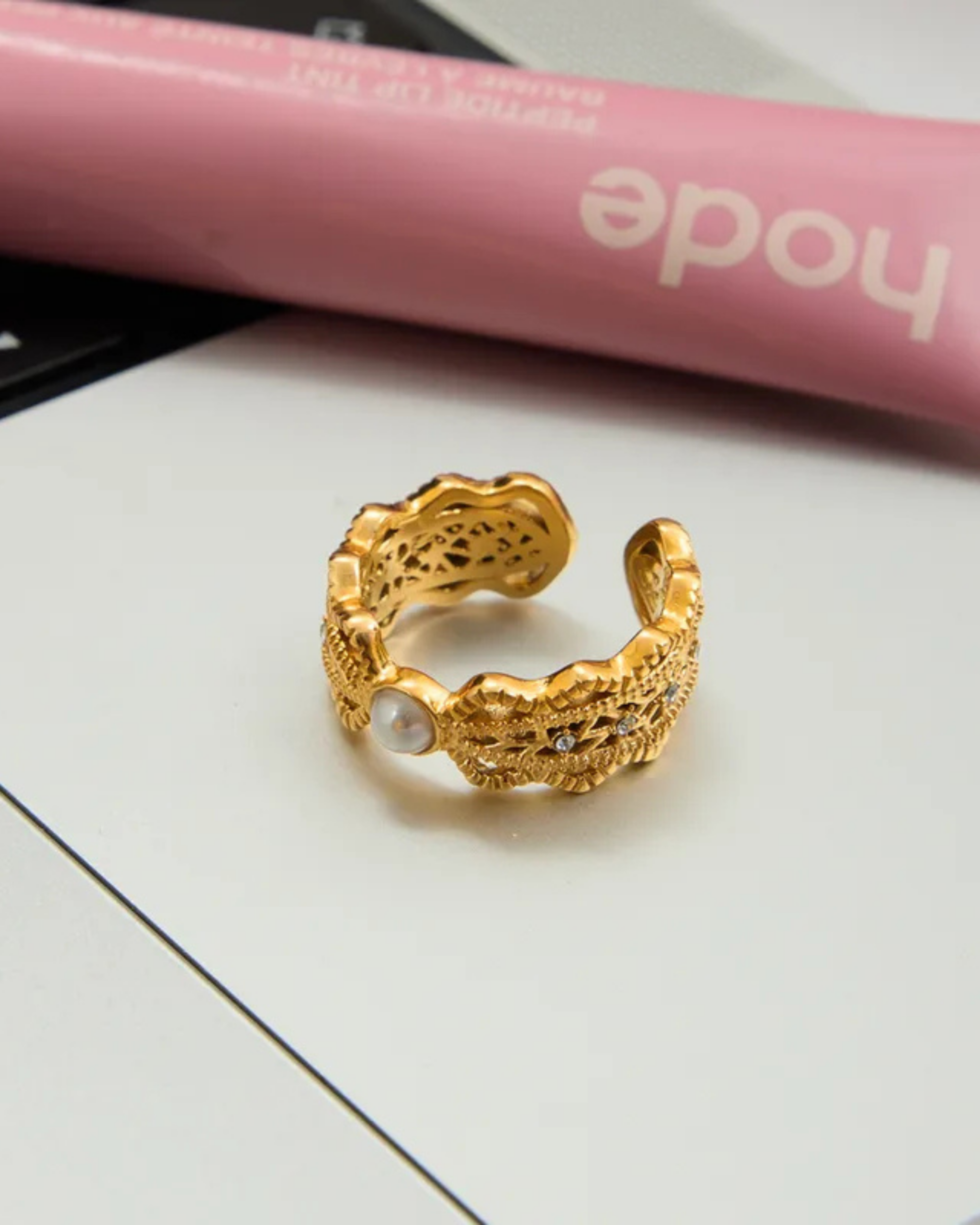 Pearl Lace Statement Ring - Image 4