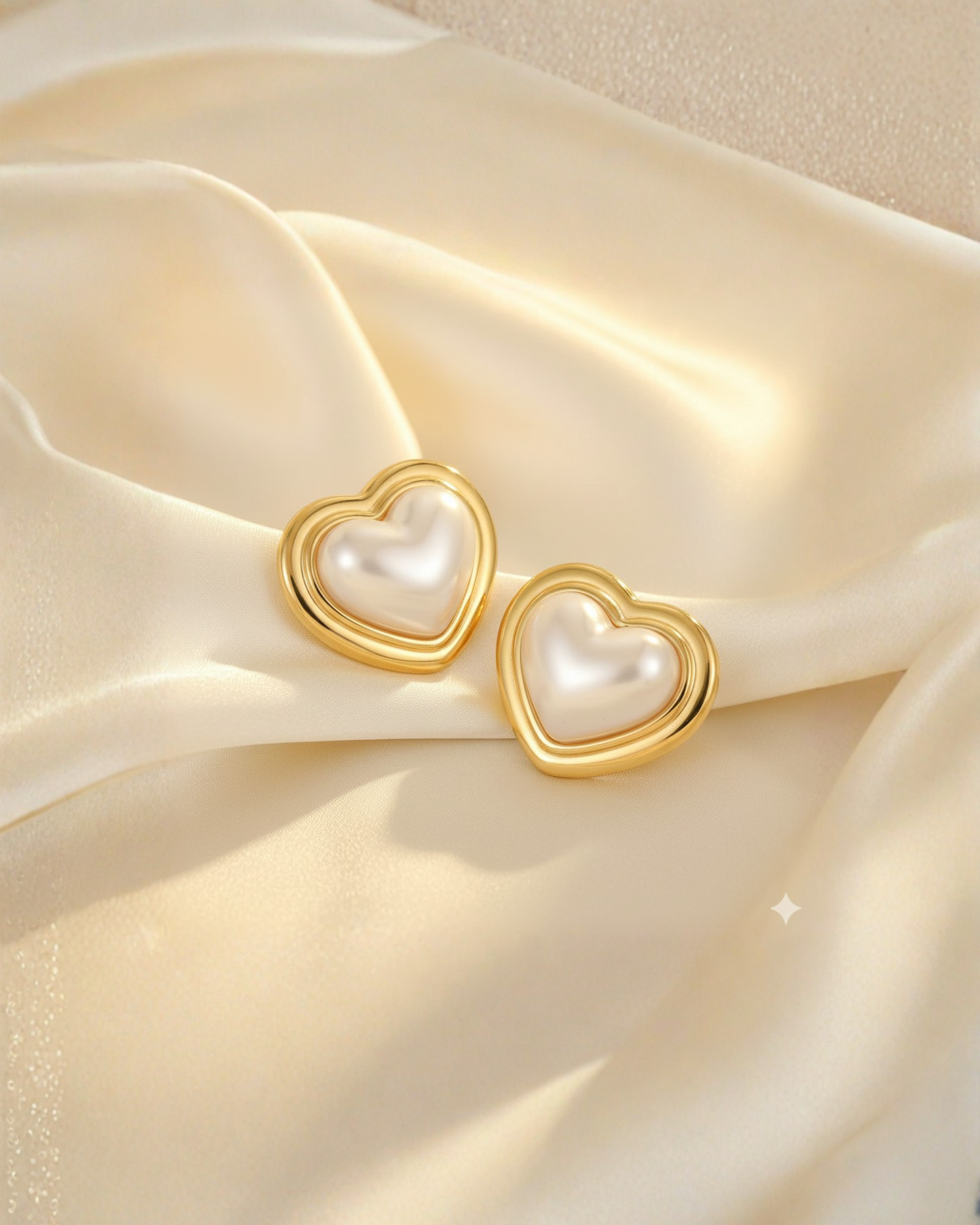 Pearl Heart Stud Earrings - Image 2