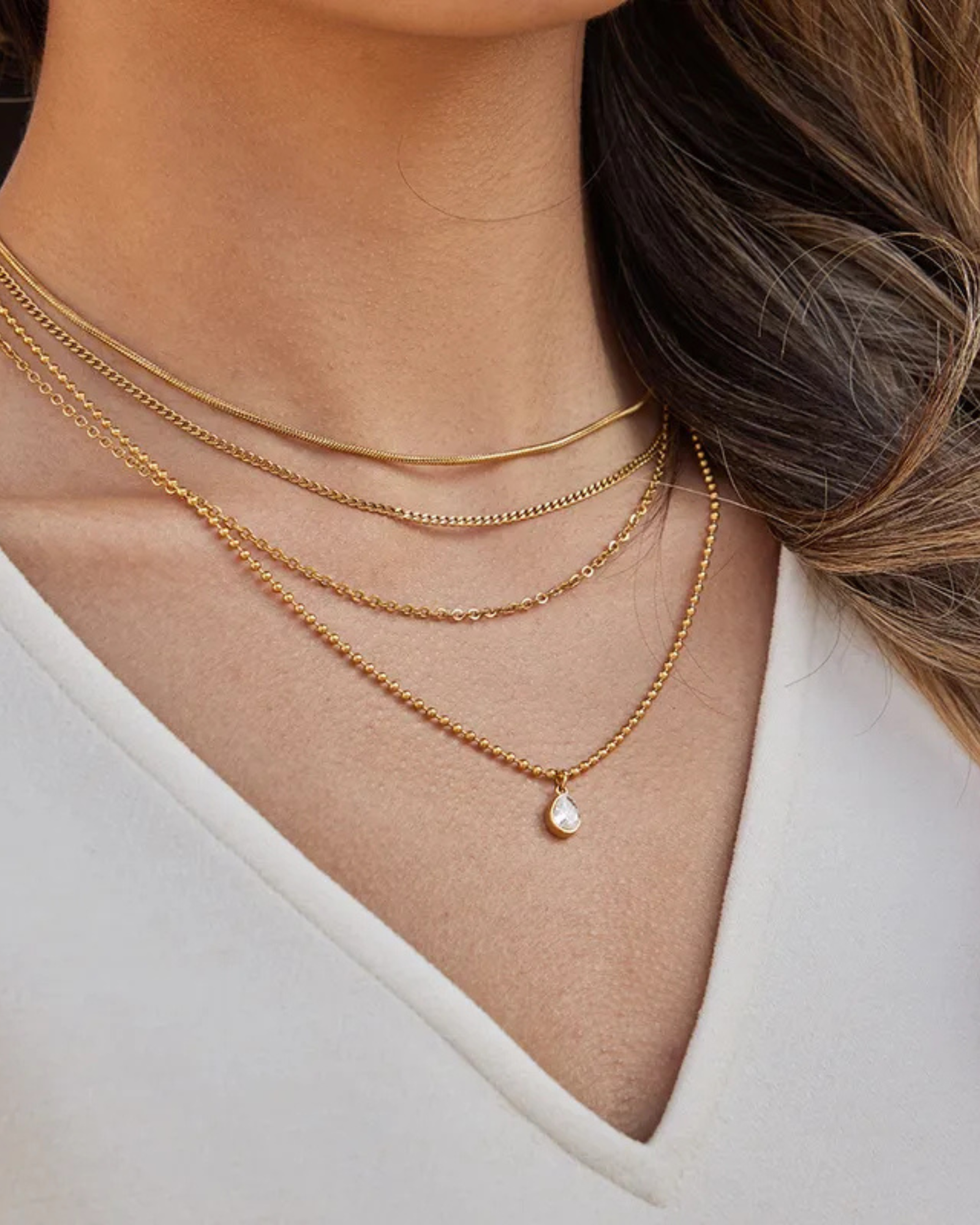 Layered Drop Chain Necklace