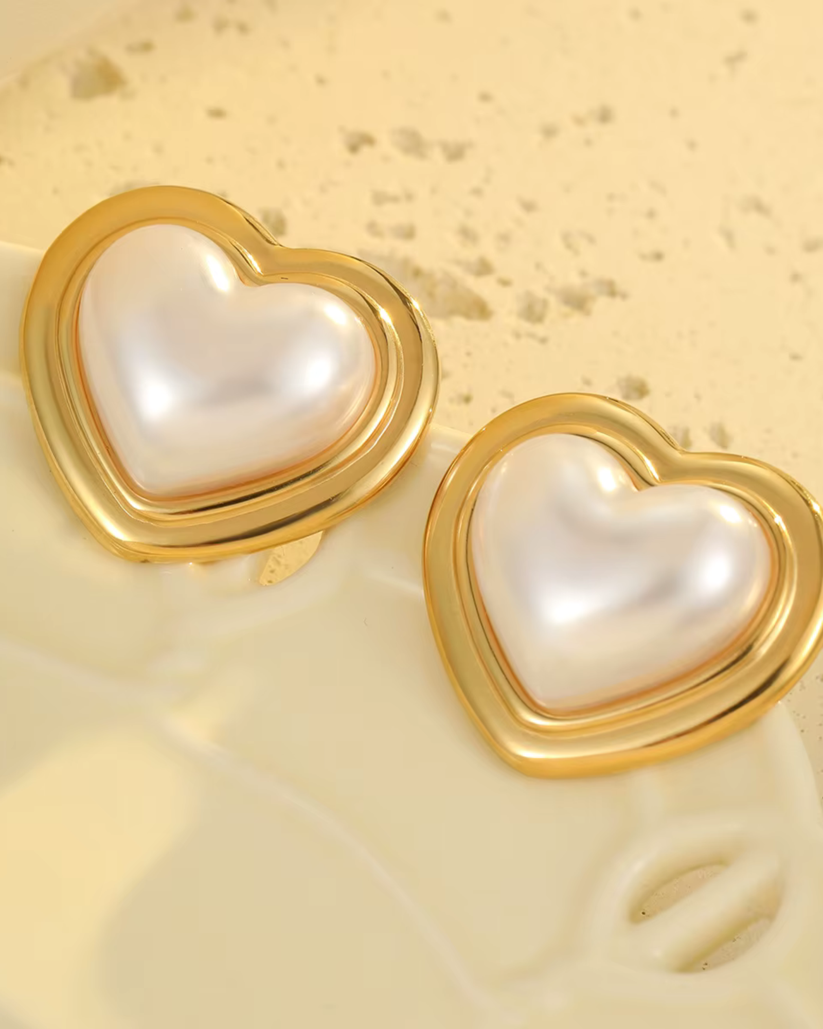 Pearl Heart Stud Earrings - Image 4