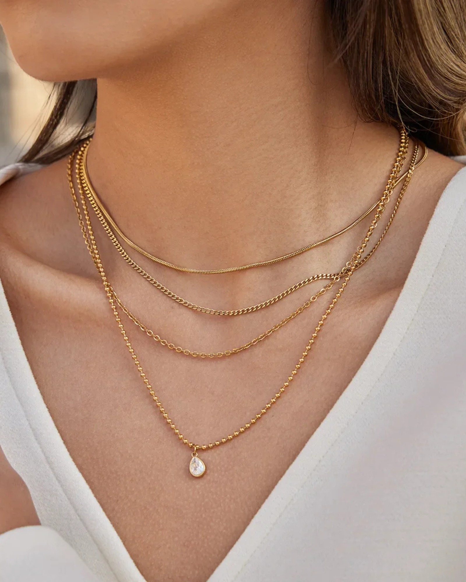 Layered Drop Chain Necklace - Image 2