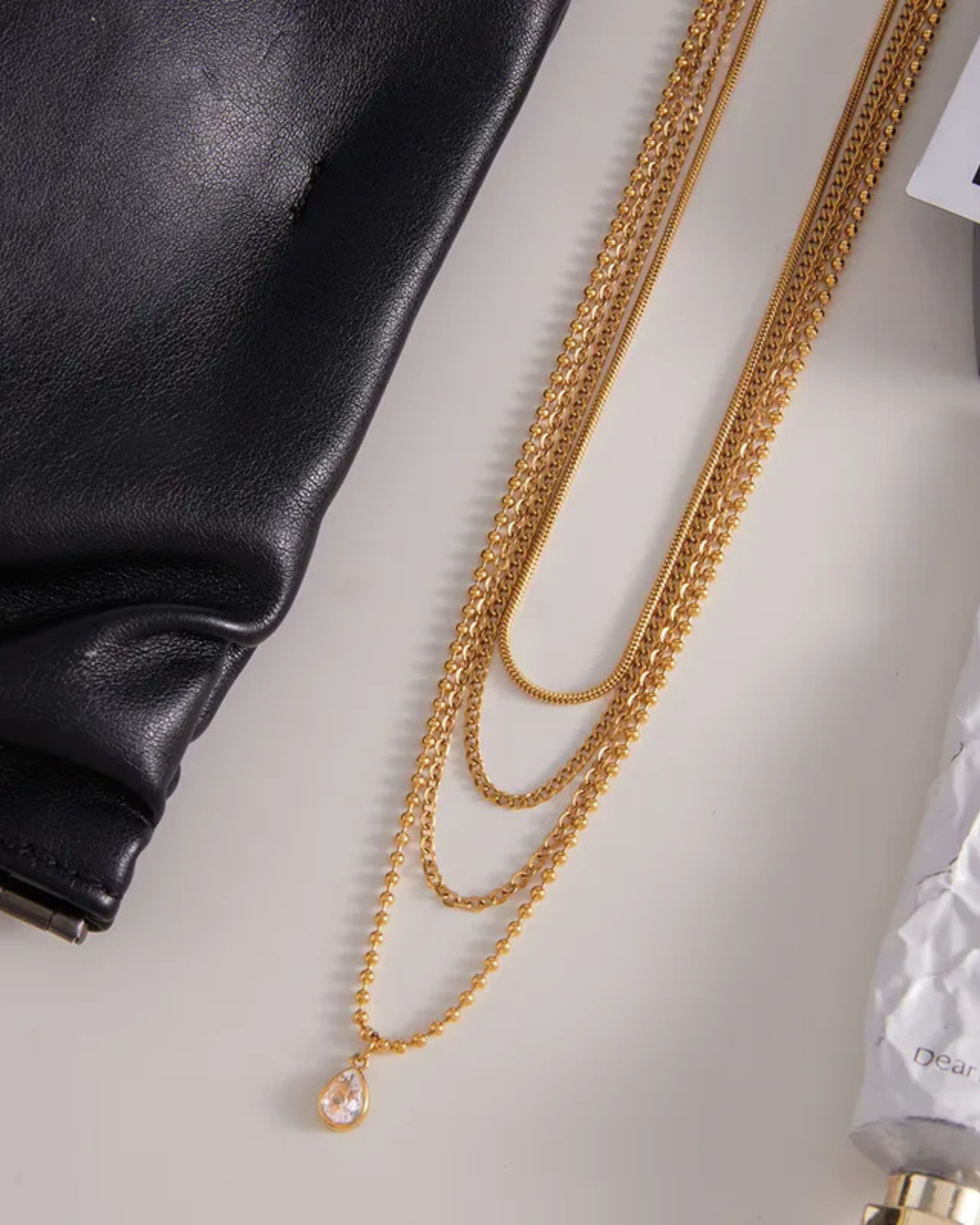 Layered Drop Chain Necklace - Image 4