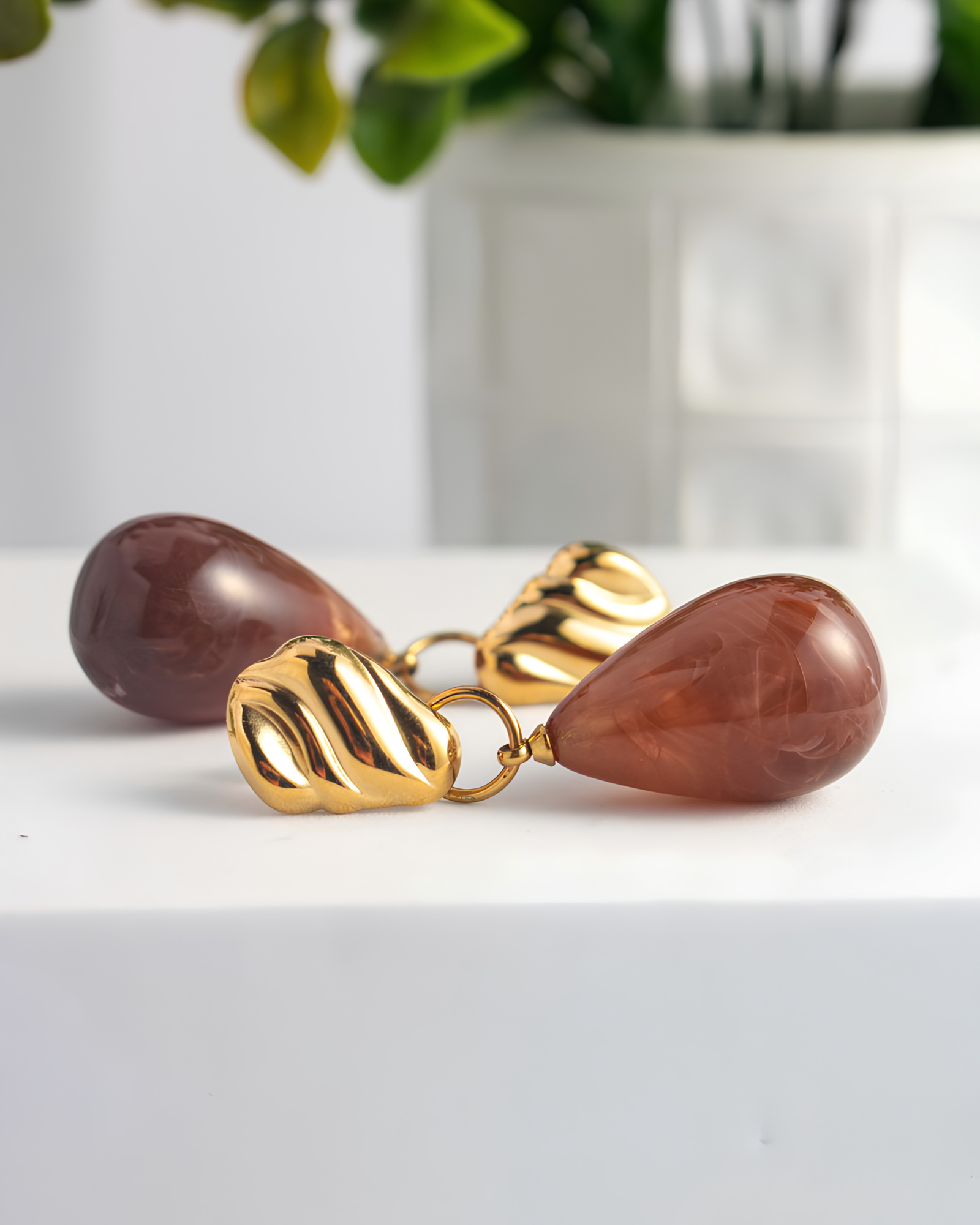 Amber Drop Flow Earrings - Image 4