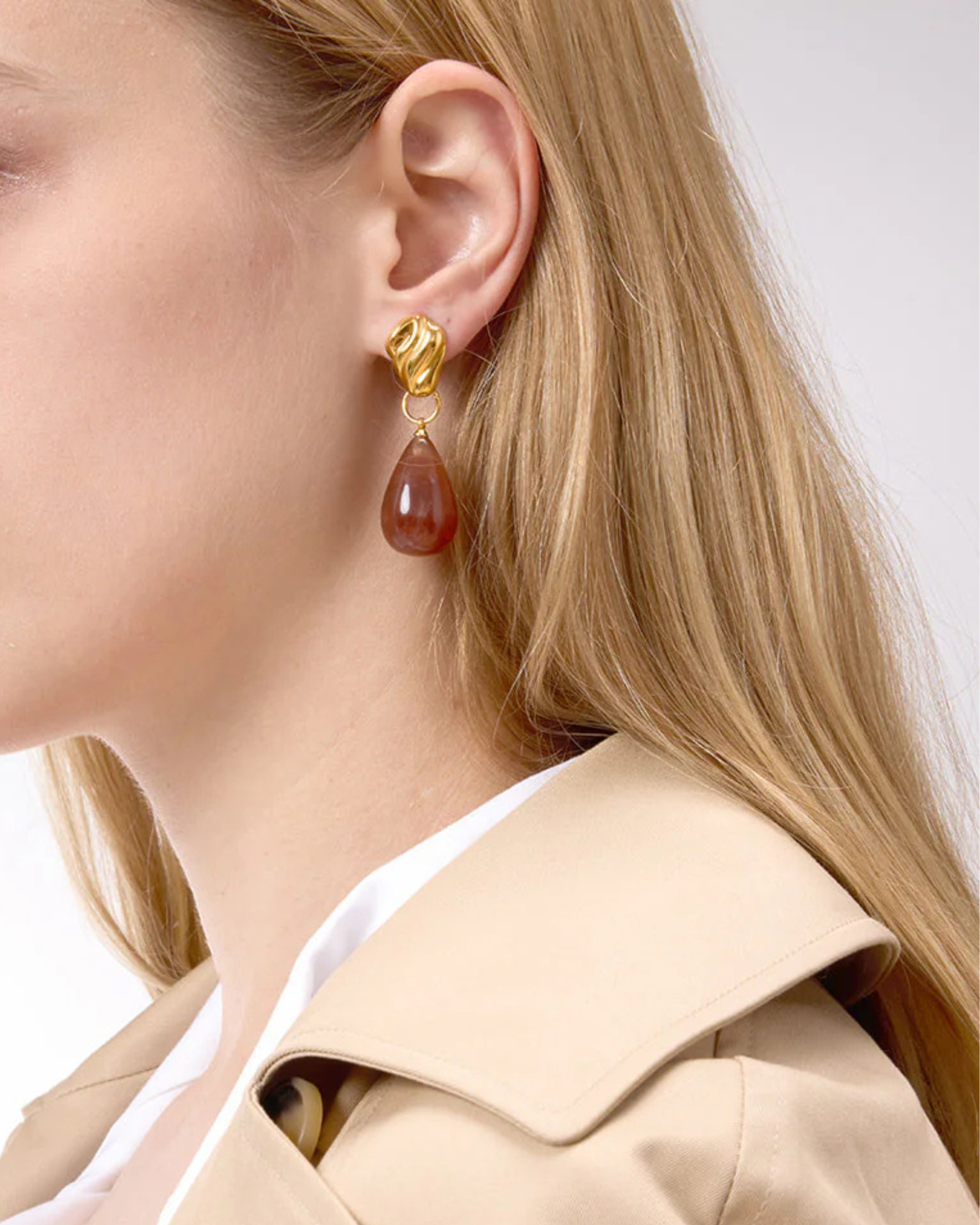 Amber Drop Flow Earrings - Image 2