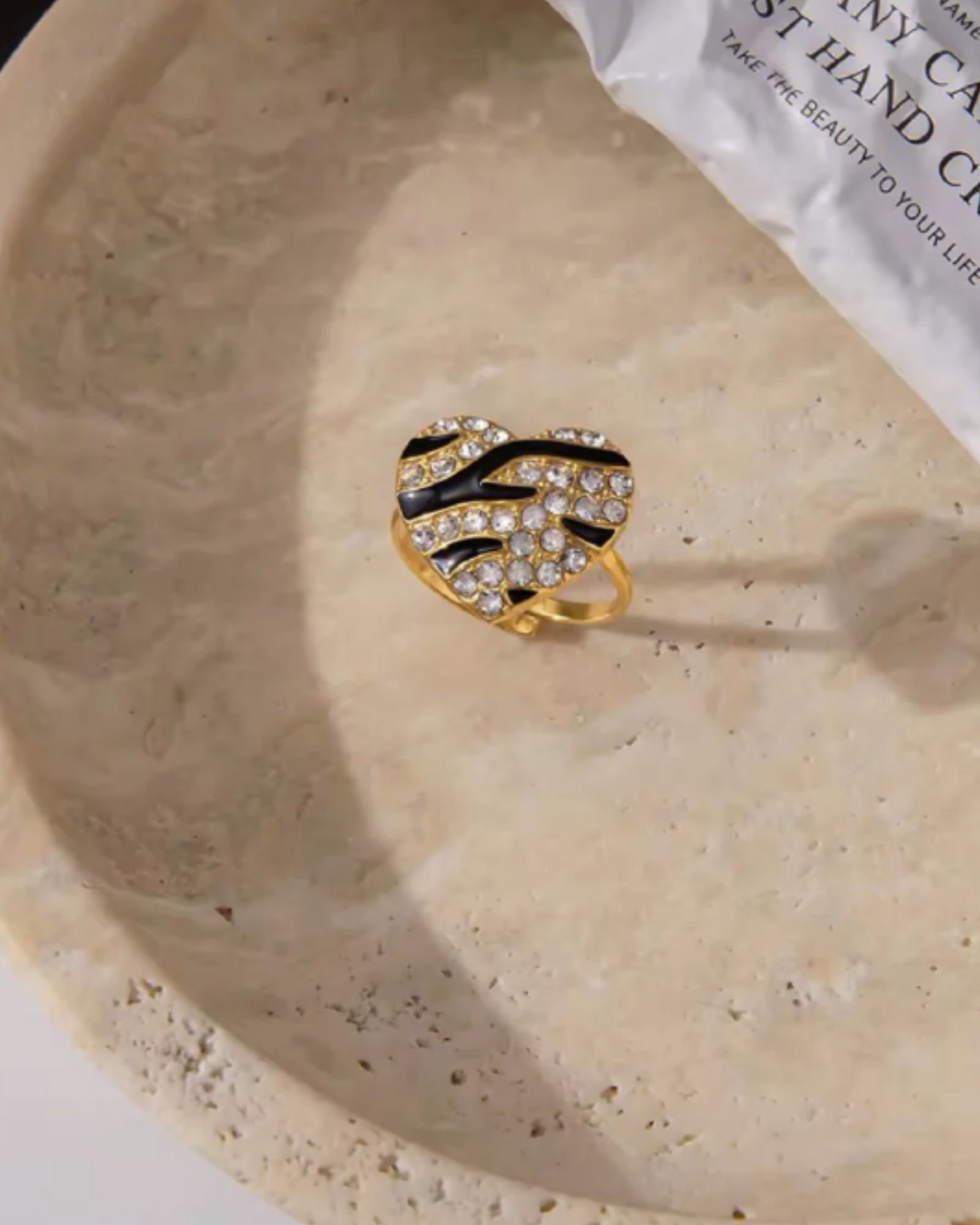 Zebra Pave Heart Ring - Image 3