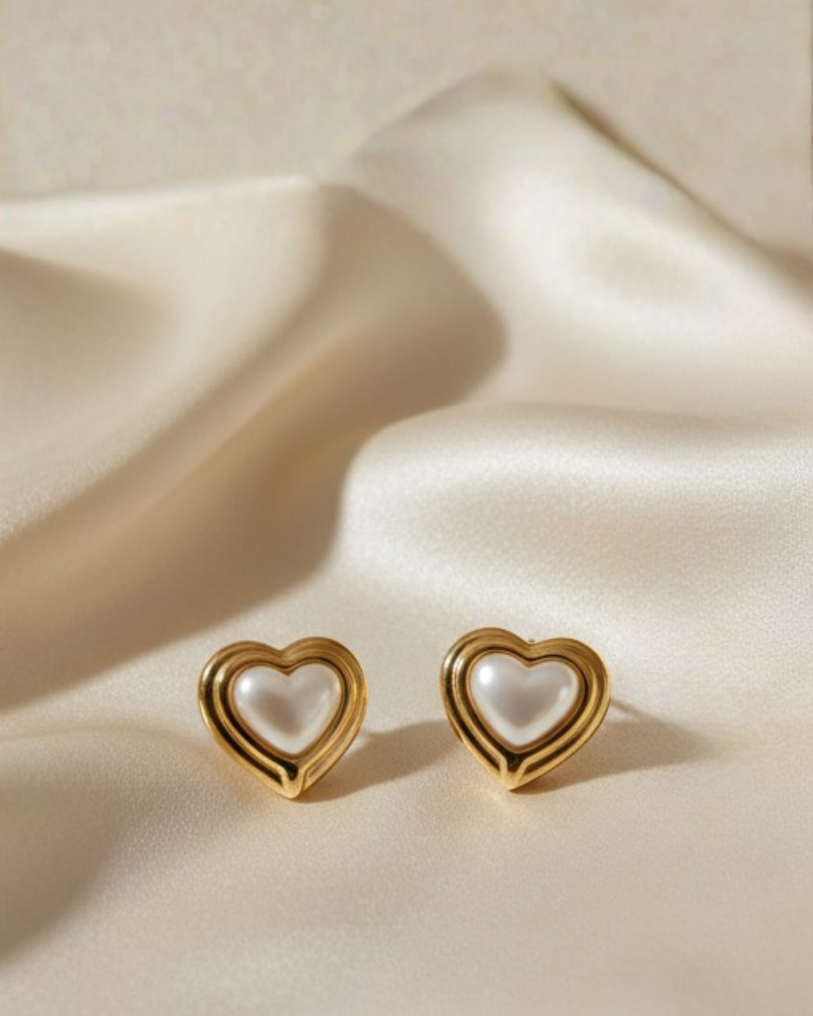 Pearl Heart Stud Earrings - Image 3