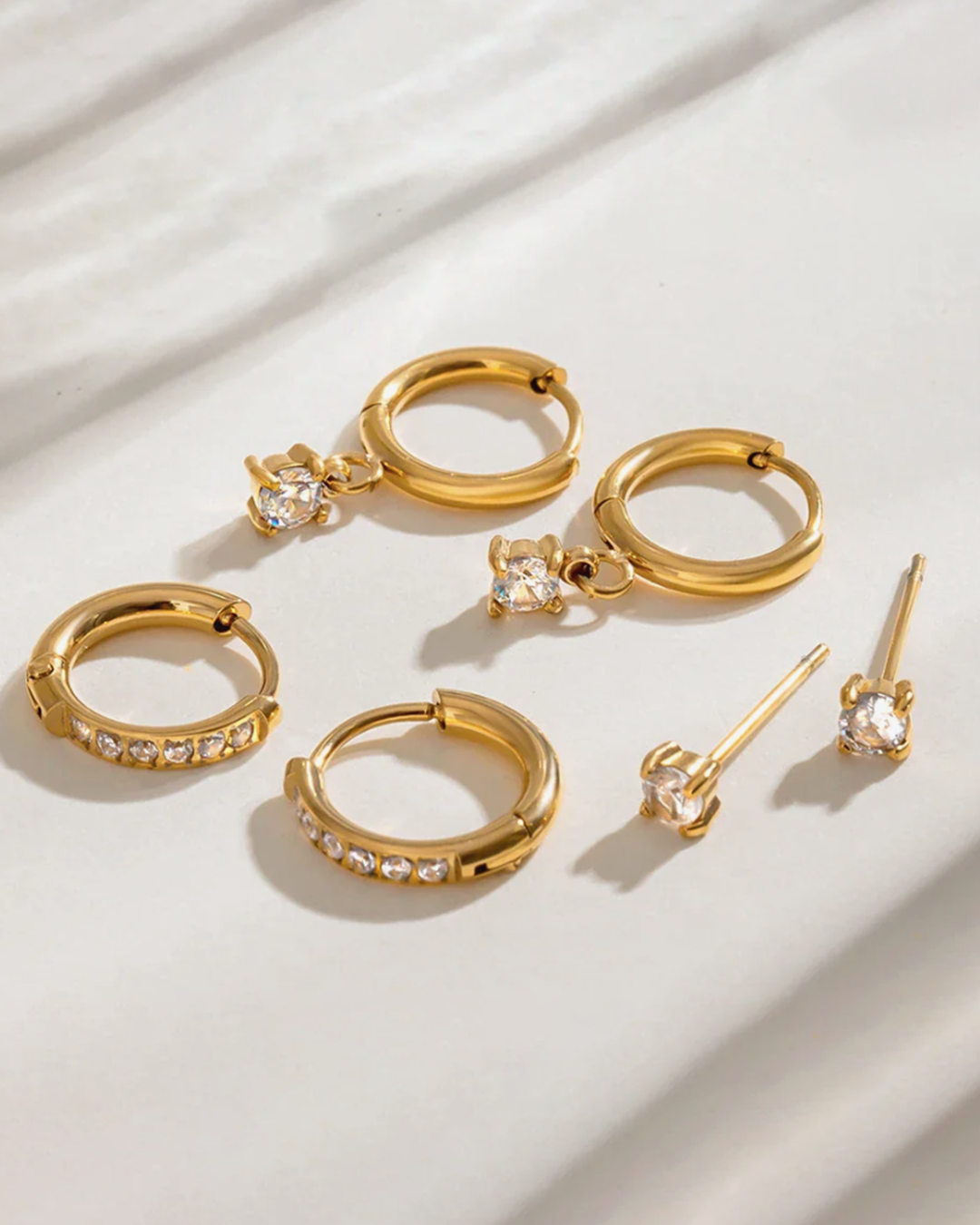 Diamond Hoop & Stud Trio Set - Image 2