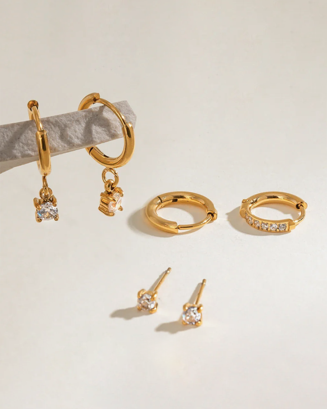 Diamond Hoop & Stud Trio Set - Image 3