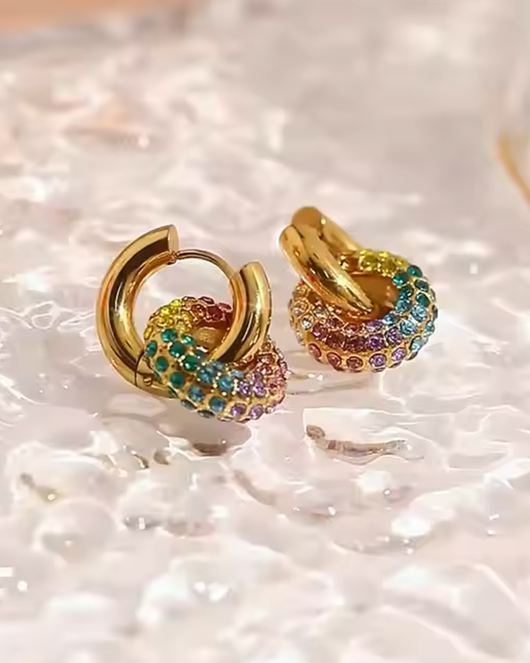 Rainbow Hoop Drop Earrings - Image 3