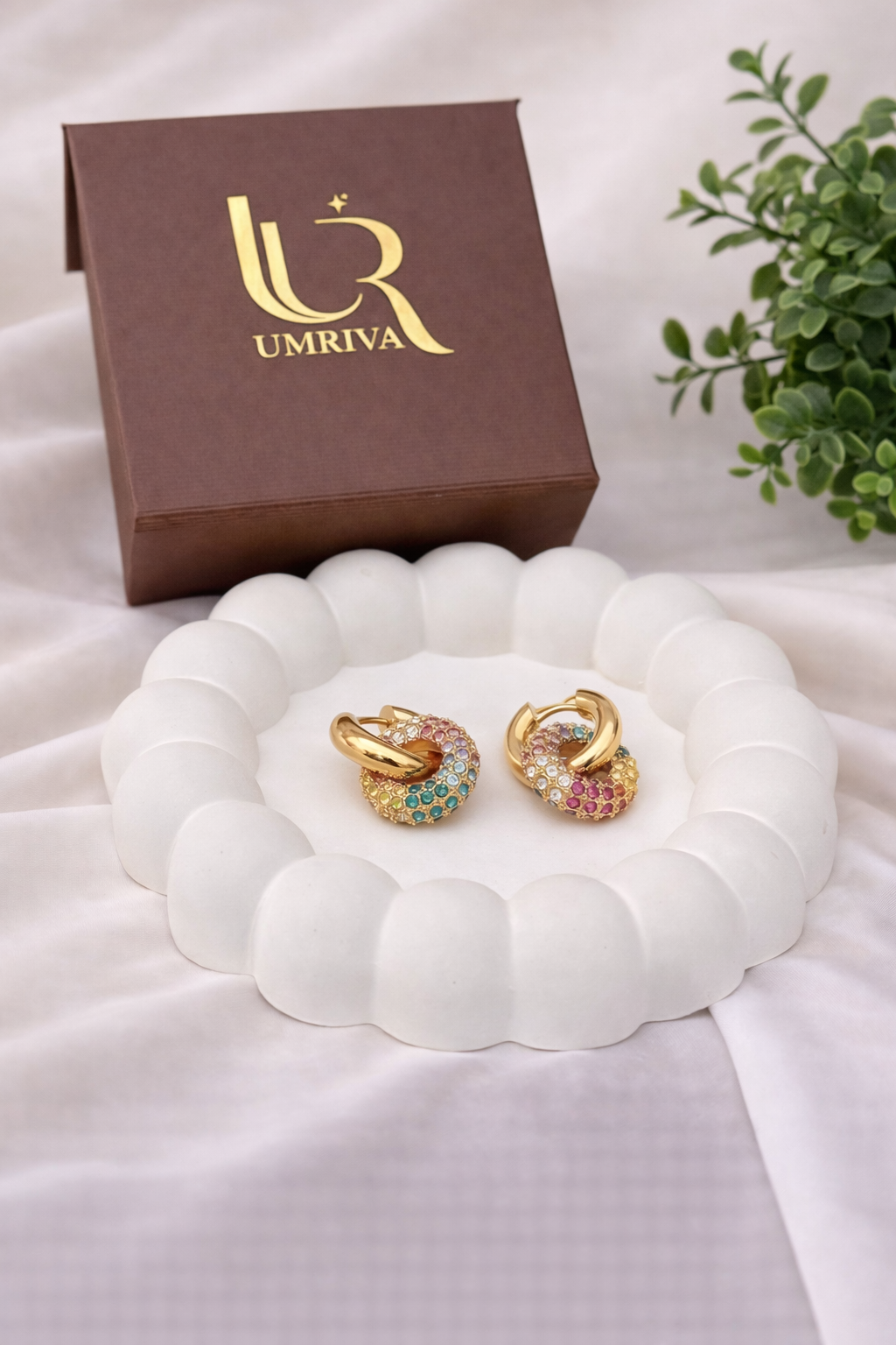 Rainbow Hoop Drop Earrings - Image 4