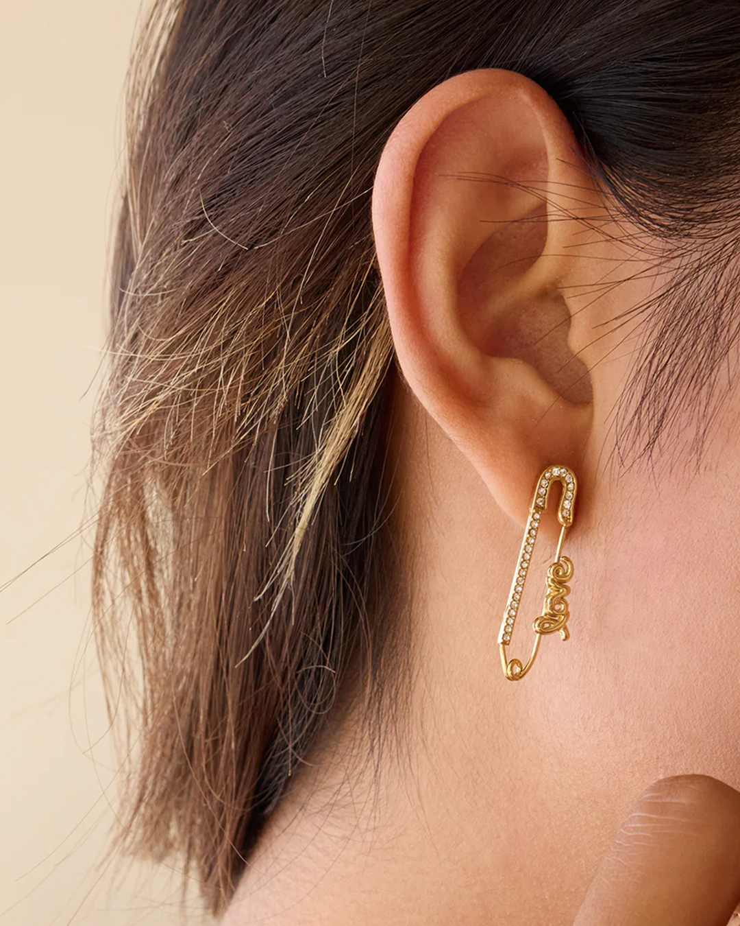 Pave Safety Pin Earrings