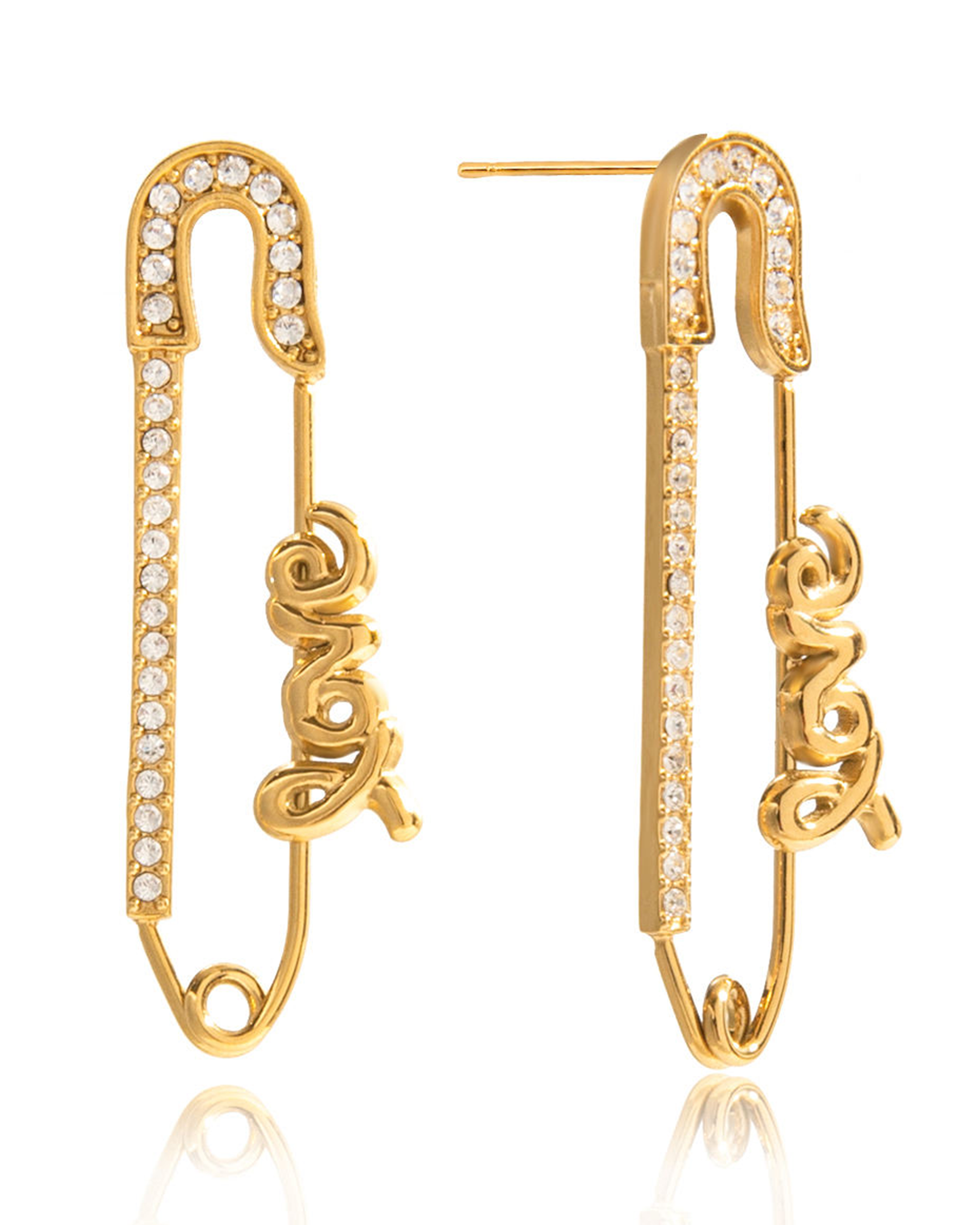 Pave Safety Pin Earrings - Image 3