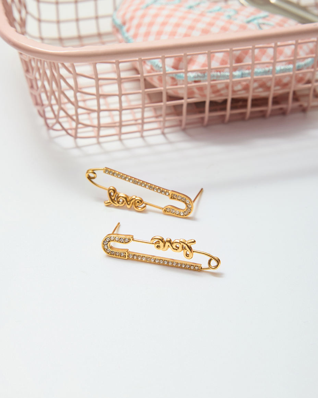 Pave Safety Pin Earrings - Image 4