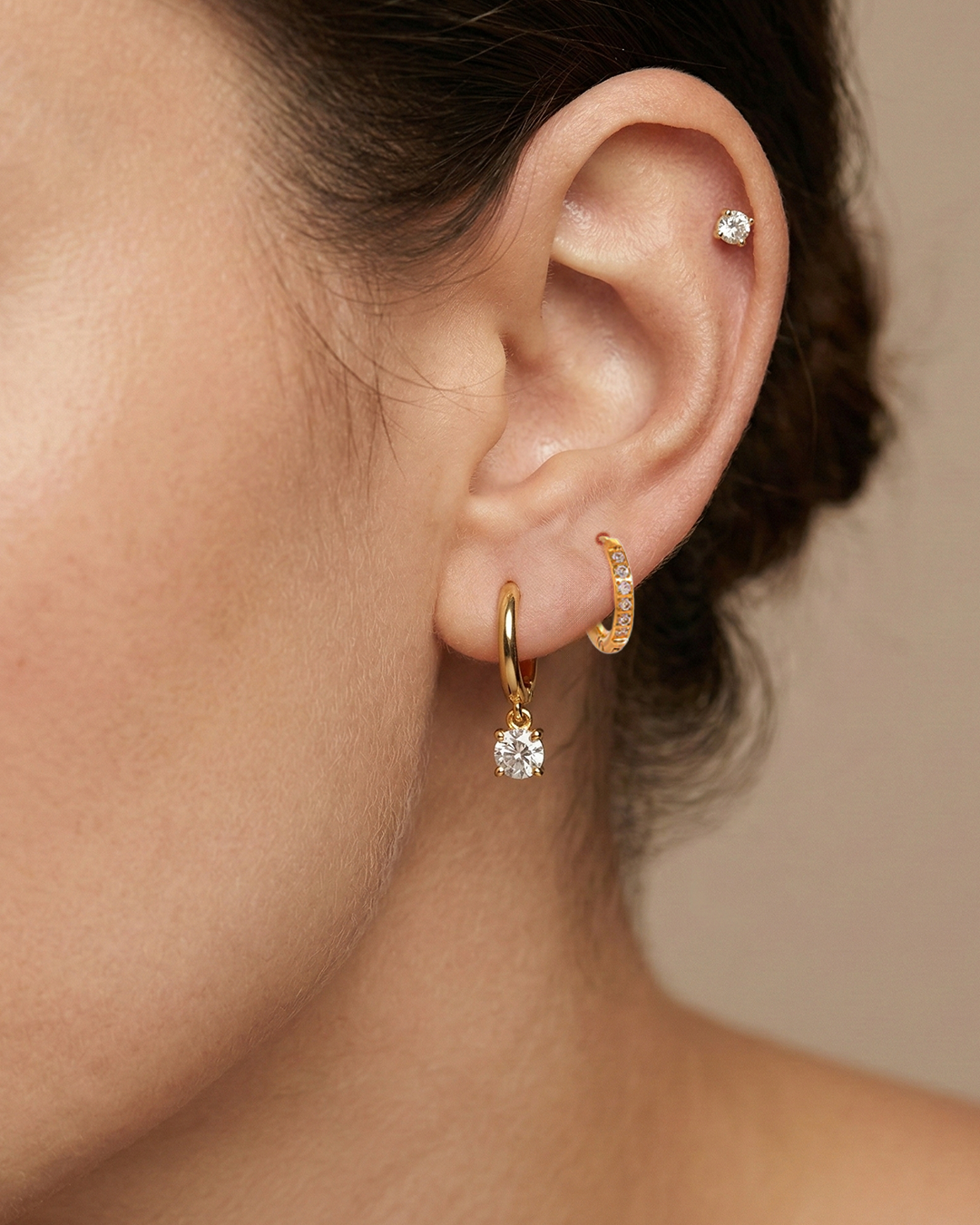 Diamond Hoop & Stud Trio Set